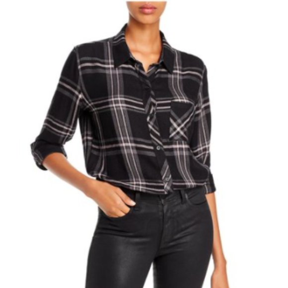 Rails Tops - RAILS Navy Blue Plaid Button Down W/Lurex Thread